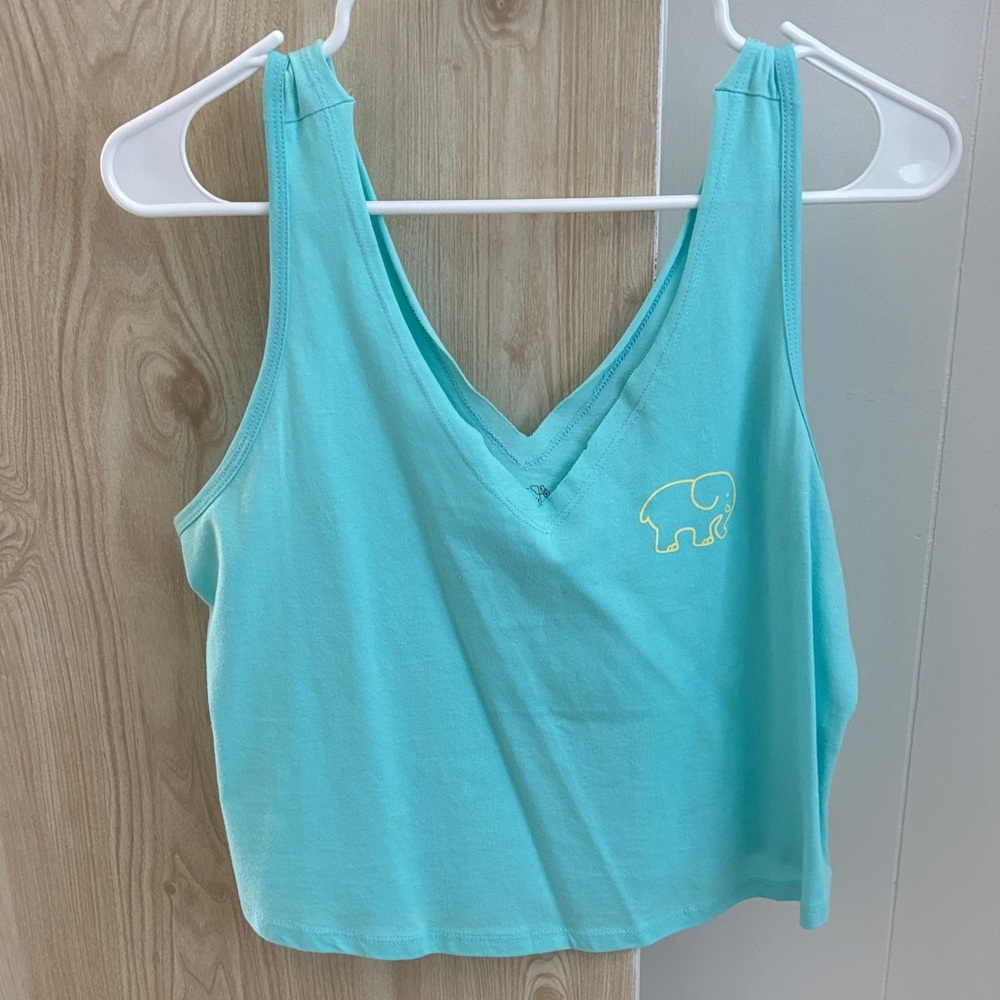 Ivory Ella Light Blue Tank Top with Elephant Logo